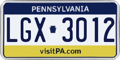 PA license plate LGX3012