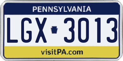 PA license plate LGX3013