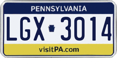 PA license plate LGX3014