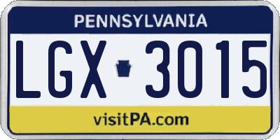 PA license plate LGX3015