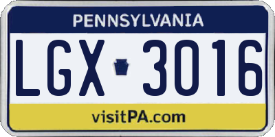 PA license plate LGX3016