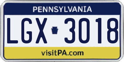 PA license plate LGX3018