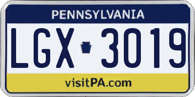 PA license plate LGX3019