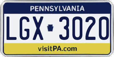 PA license plate LGX3020