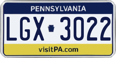 PA license plate LGX3022