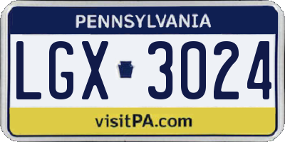 PA license plate LGX3024