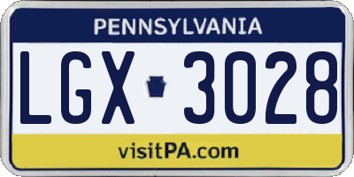 PA license plate LGX3028