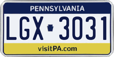 PA license plate LGX3031
