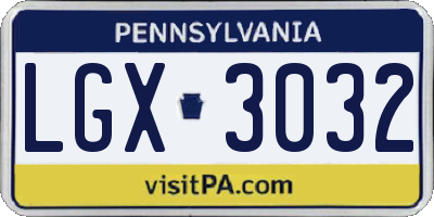 PA license plate LGX3032