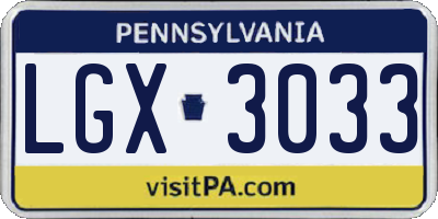 PA license plate LGX3033