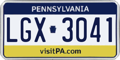 PA license plate LGX3041