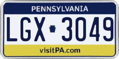PA license plate LGX3049