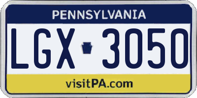 PA license plate LGX3050