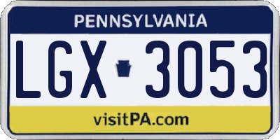 PA license plate LGX3053
