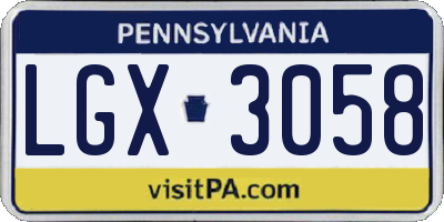 PA license plate LGX3058