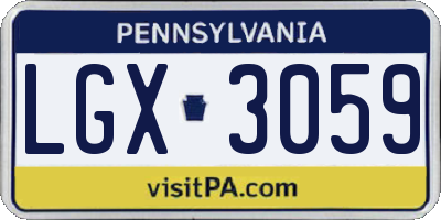PA license plate LGX3059