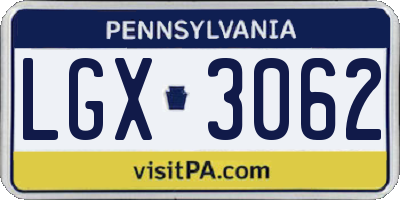 PA license plate LGX3062