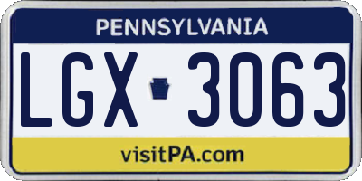 PA license plate LGX3063