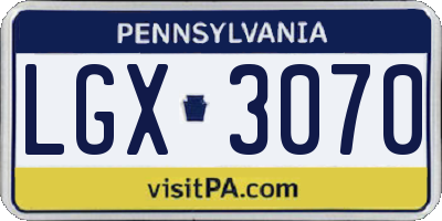 PA license plate LGX3070