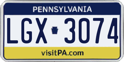 PA license plate LGX3074