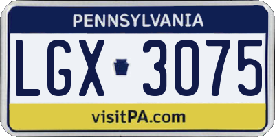 PA license plate LGX3075