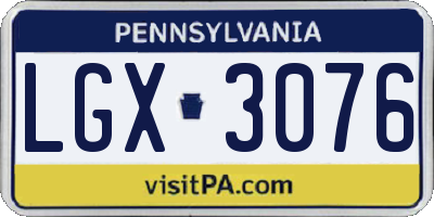 PA license plate LGX3076