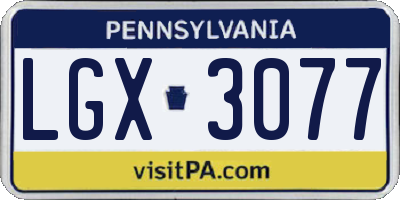 PA license plate LGX3077