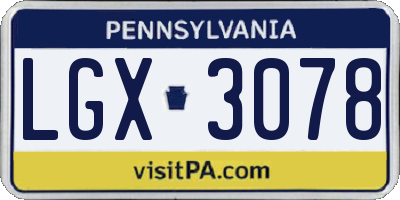 PA license plate LGX3078