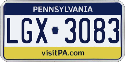 PA license plate LGX3083