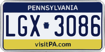 PA license plate LGX3086