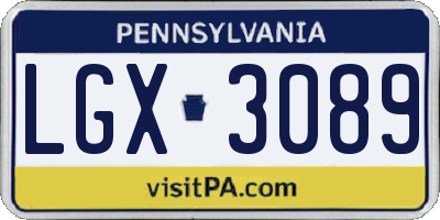 PA license plate LGX3089