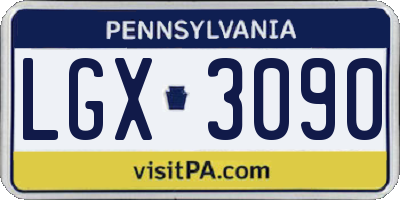 PA license plate LGX3090
