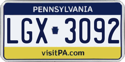 PA license plate LGX3092