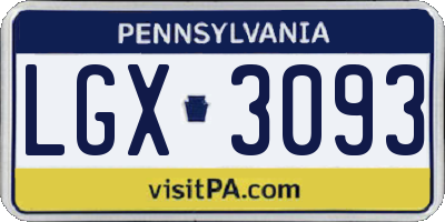 PA license plate LGX3093