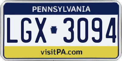 PA license plate LGX3094