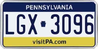 PA license plate LGX3096