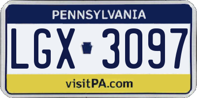 PA license plate LGX3097