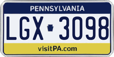 PA license plate LGX3098
