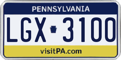 PA license plate LGX3100