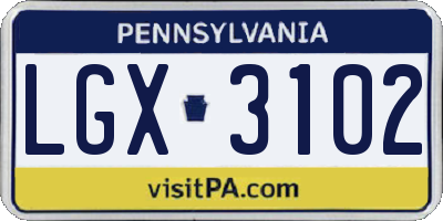 PA license plate LGX3102