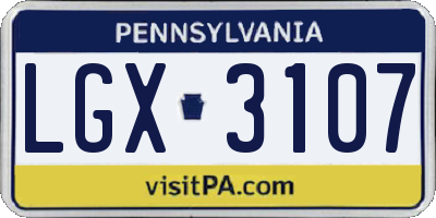 PA license plate LGX3107