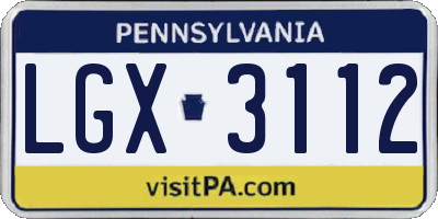 PA license plate LGX3112