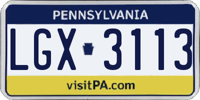 PA license plate LGX3113