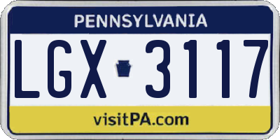 PA license plate LGX3117
