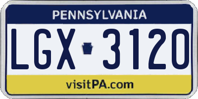 PA license plate LGX3120