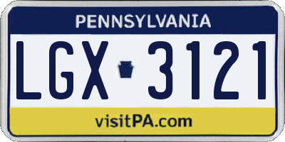 PA license plate LGX3121