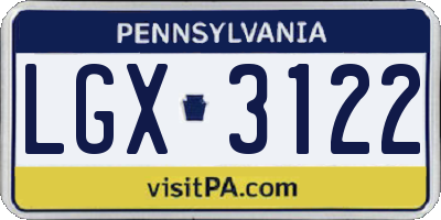 PA license plate LGX3122