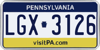 PA license plate LGX3126