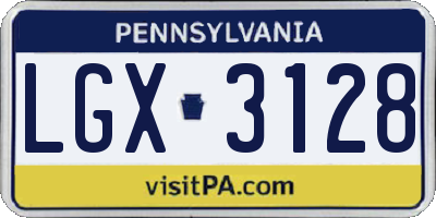 PA license plate LGX3128