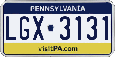 PA license plate LGX3131